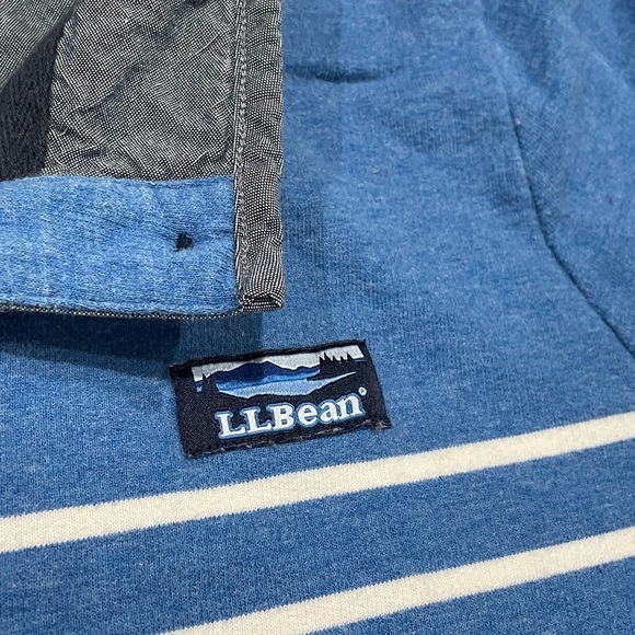 LL Bean Blue and White Nautical Look Pullover Long Sleeve Shirt - Picture 4 of 6
